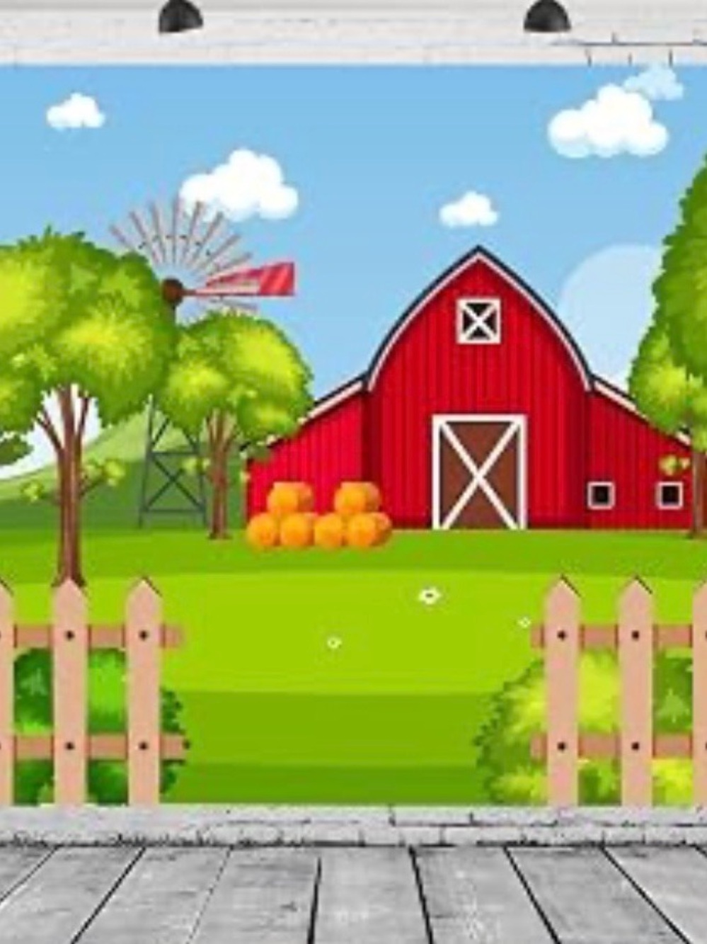 Farm Scene Party Backdrop - Red Barn Design